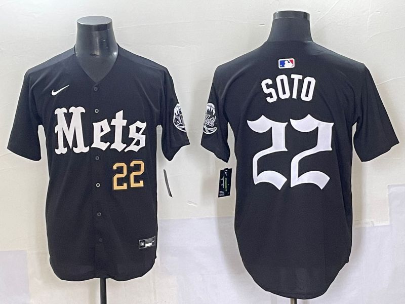 Men 2025 New York Mets #22 Soto Black Five generations Joint Name Nike MLB Jersey style 4